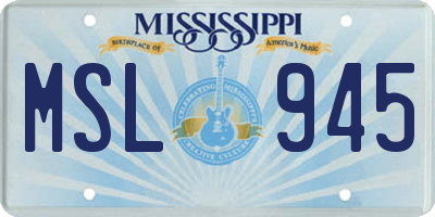 MS license plate MSL945