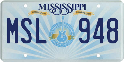 MS license plate MSL948