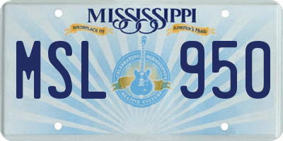 MS license plate MSL950