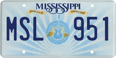 MS license plate MSL951
