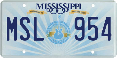 MS license plate MSL954