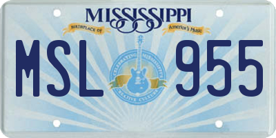 MS license plate MSL955