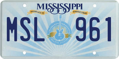MS license plate MSL961
