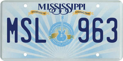 MS license plate MSL963