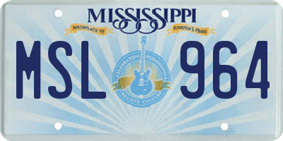 MS license plate MSL964
