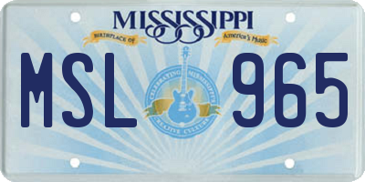 MS license plate MSL965