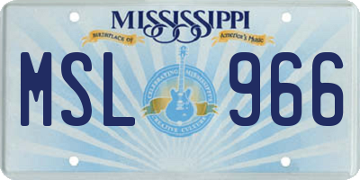MS license plate MSL966