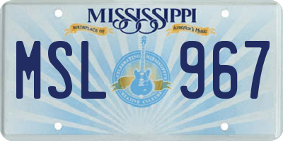 MS license plate MSL967
