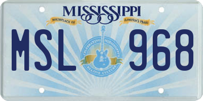 MS license plate MSL968