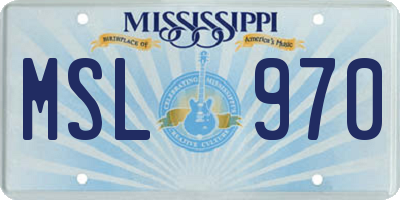 MS license plate MSL970