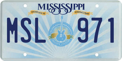 MS license plate MSL971