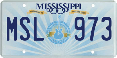 MS license plate MSL973