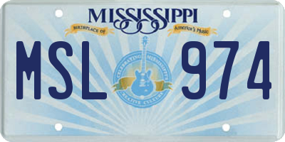 MS license plate MSL974
