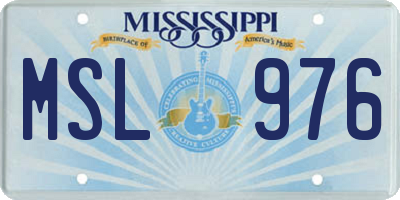 MS license plate MSL976