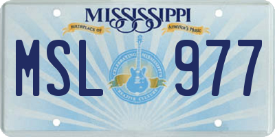 MS license plate MSL977
