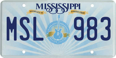 MS license plate MSL983