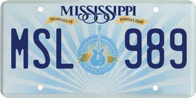 MS license plate MSL989