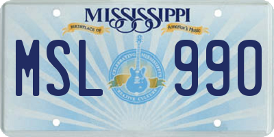 MS license plate MSL990