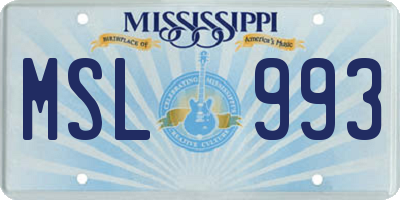 MS license plate MSL993