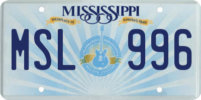 MS license plate MSL996