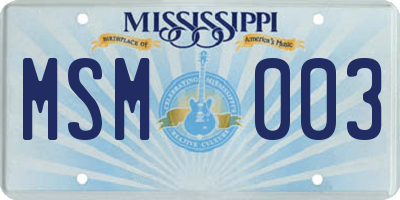 MS license plate MSM003