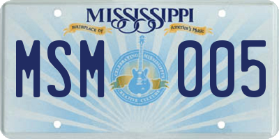 MS license plate MSM005