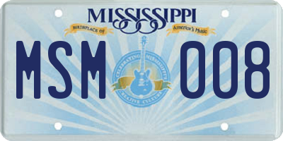 MS license plate MSM008