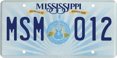 MS license plate MSM012