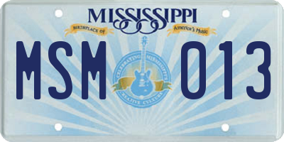 MS license plate MSM013