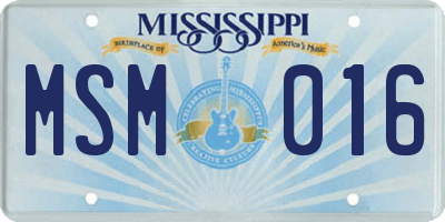 MS license plate MSM016