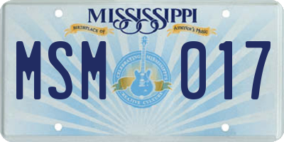 MS license plate MSM017