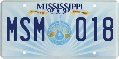 MS license plate MSM018