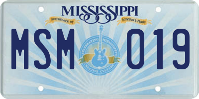 MS license plate MSM019