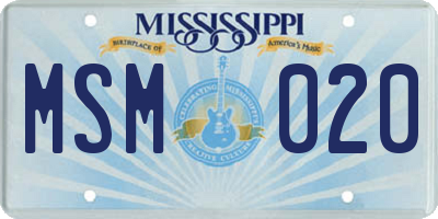 MS license plate MSM020