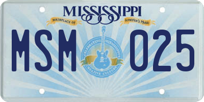 MS license plate MSM025