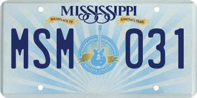 MS license plate MSM031