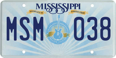 MS license plate MSM038