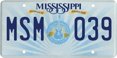 MS license plate MSM039