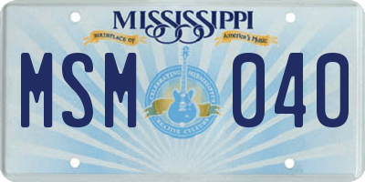 MS license plate MSM040