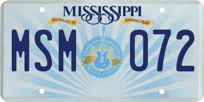 MS license plate MSM072