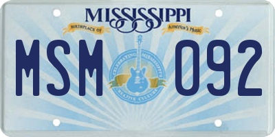 MS license plate MSM092