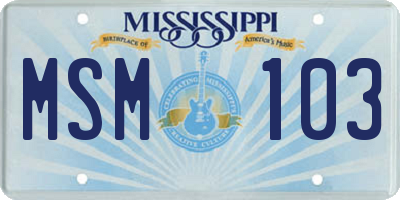 MS license plate MSM103