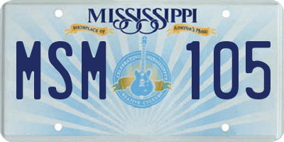 MS license plate MSM105
