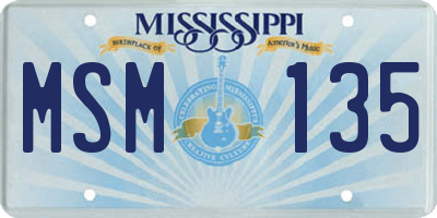 MS license plate MSM135