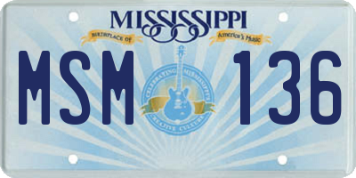 MS license plate MSM136