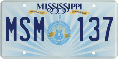 MS license plate MSM137