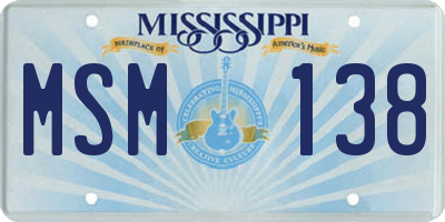 MS license plate MSM138