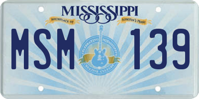 MS license plate MSM139