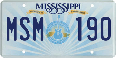 MS license plate MSM190