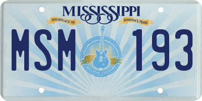 MS license plate MSM193